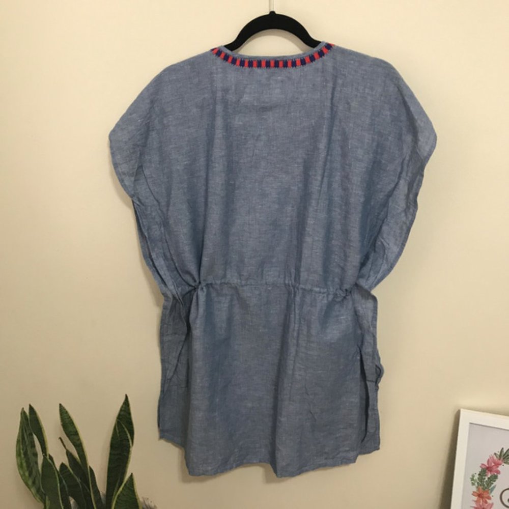 J. CREW linen embroidered tunic with tassels O16 - Picture 3 of 7